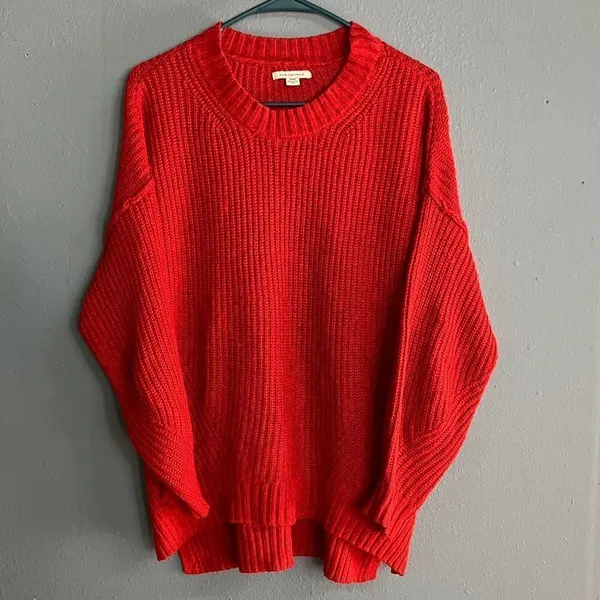 American Eagle Dreamspun Dolman Sleeve Red Knit Oversized Crewneck Sweater #722 - Image 3