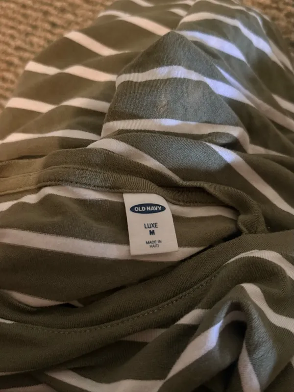 Old Navy Olive Green & White Striped Short Sleeve Tee - Image 3