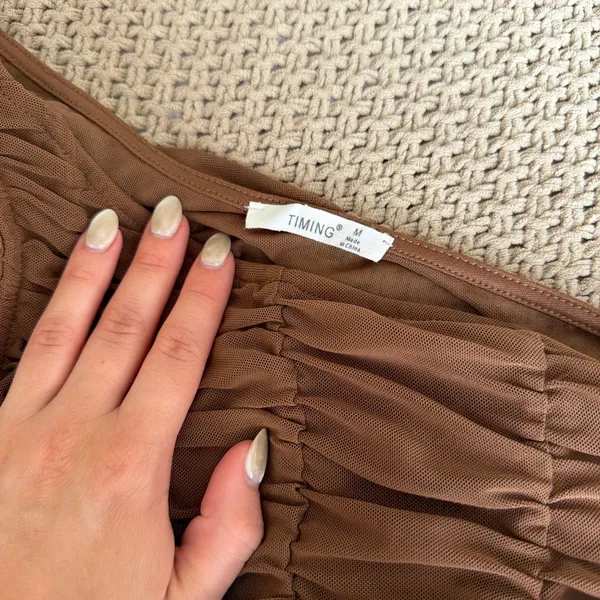 Timing Brown One Shoulder Ruched Bodysuit - Image 3