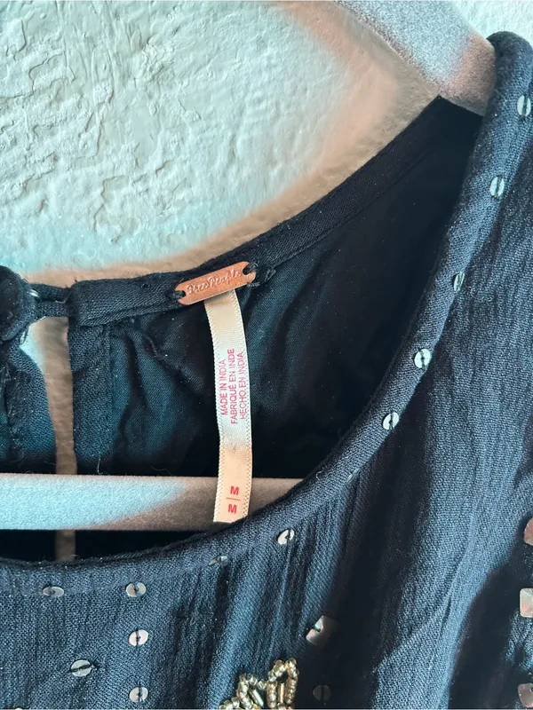 Free People Esther Studded Beaded Crop Tank Top Open Back Boho Festival Medium - Image 4