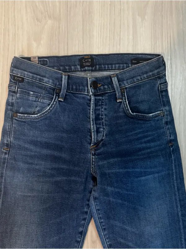 Citizens of Humanity Elsa Mid-Rise Skinny Crop Jeans dark wash ripped size 24 - Image 3