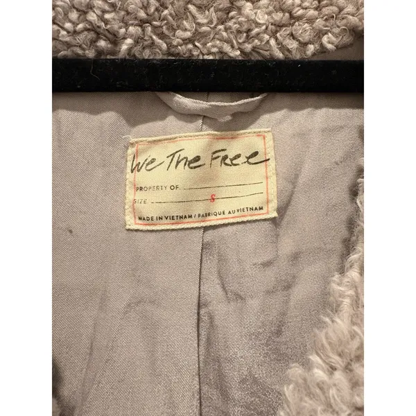 Free People We The Free Lilac Purple/Gray Teddy Faux Fur Vest Pocket Oversized S - Image 3