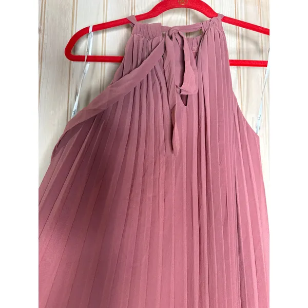NWT Lulus Exceptionally Elegant Rusty Rose Pleated Chiffon Maxi Dress Banquet XS - Image 5