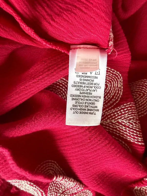 Maurices pink floral embroidered long sleeve keyhole ruffled neckline top M - Image 8