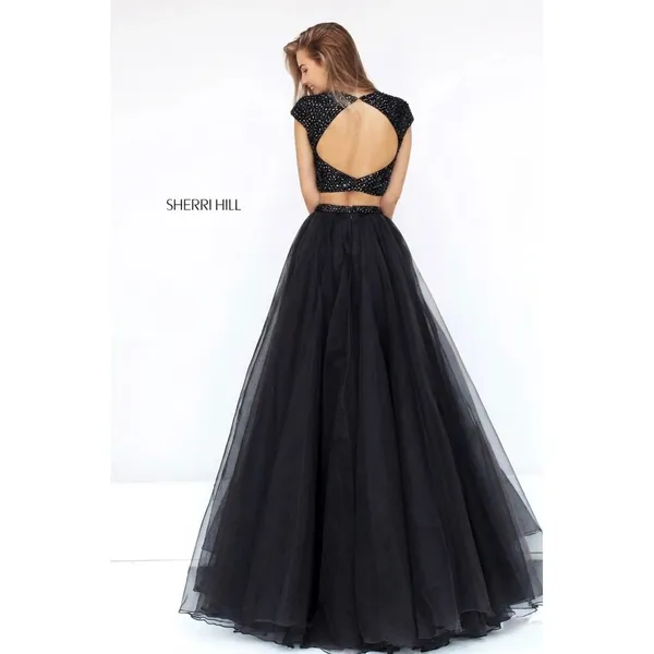 Sherri Hill 50561 Black Beaded Two Piece A-Line Organza Gown Size 2 NWT‎ - Image 3