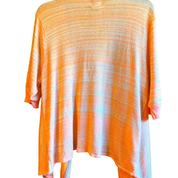 Ruby Rd Womens XL Cardigan Peach Orange Gold Metallic Shimmer Open‎ Front Knit - Image 4