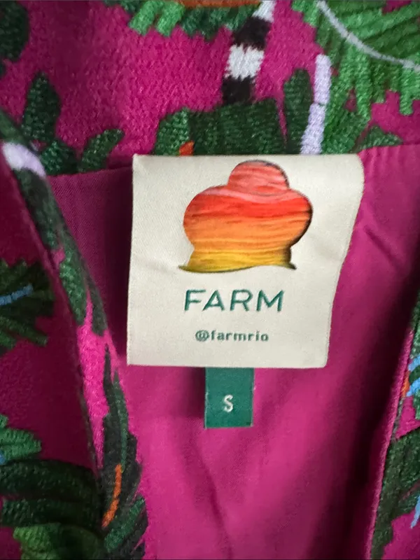 Farm Rio Boho Tropical Print Long Sleeve Maxi Dress in Fuchsia Size Small - Image 13