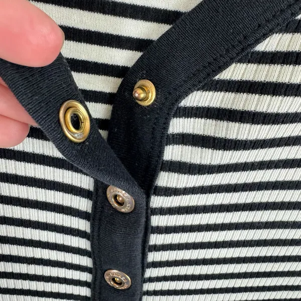 Ralph Lauren Lauren LRL Black White Striped 3/4 Sleeve 1/2 Snap Henley Size‎ 2X - Image 3