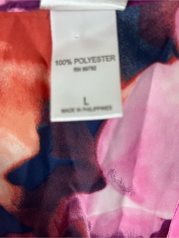 NATORI Multicolored Watercolors Short Sleeves Tunic Top Large Casual Flowy Artsy - Image 4