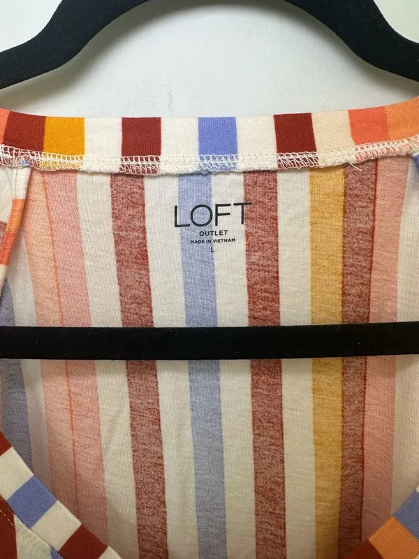 Loft Outlet Striped Flutter Sleeve Top Size L Multicolored Size L - Image 2