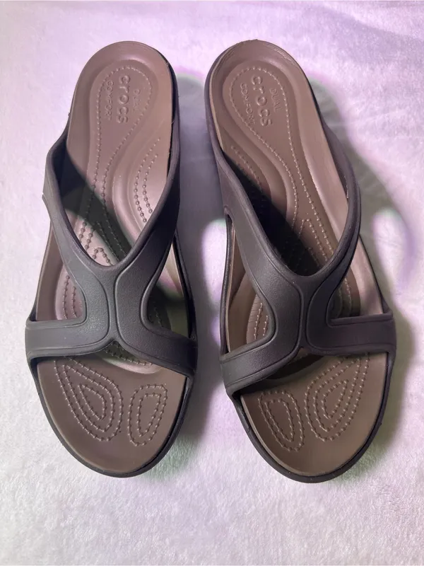 CROCS Women's Wedge Slide Sandal in Olive - Image 4