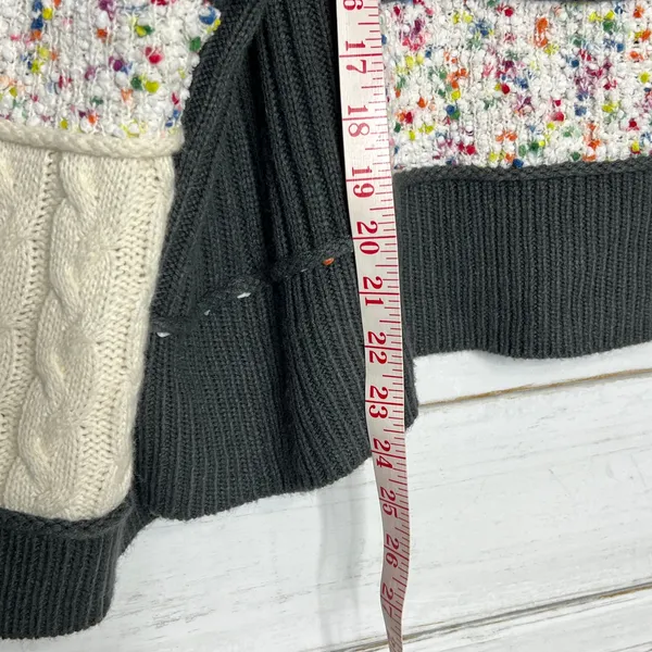 Mello Patchwork Sweater Colorblock Knit Henley Boho Size Small Gray - Image 6