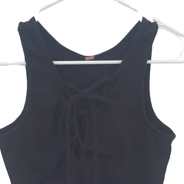 Free People Womens Ribbed Emmy Lou Lace-Up Stretch Tank Top Black Small‎ - Image 4