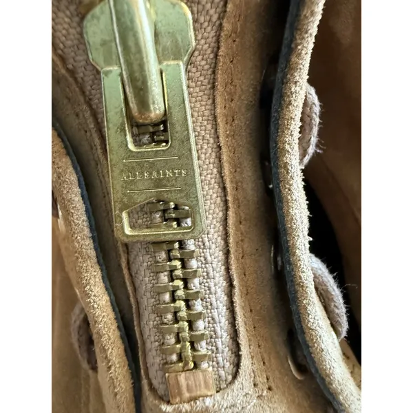 All Saints Ariel Brown Suede Zip Up Combat Boots Size 37 - Image 3