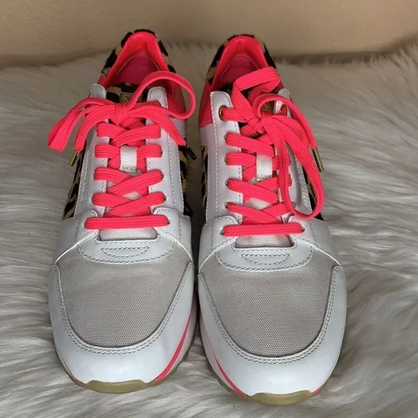 Michael Kors Billie Trainer Leather Leopard Print Sneakers Size 9 - Image 2