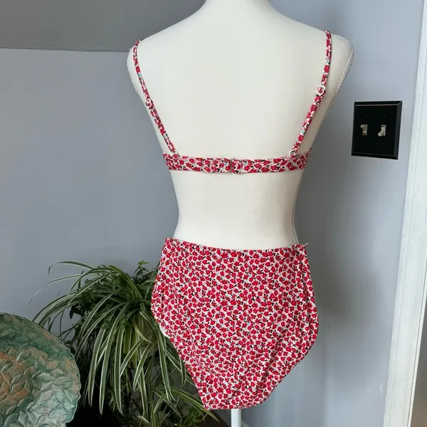 J. Crew Floral Print Bikini High Waist‎ Bottoms & Ruffle on Top Bottom-XS Top-M - Image 2