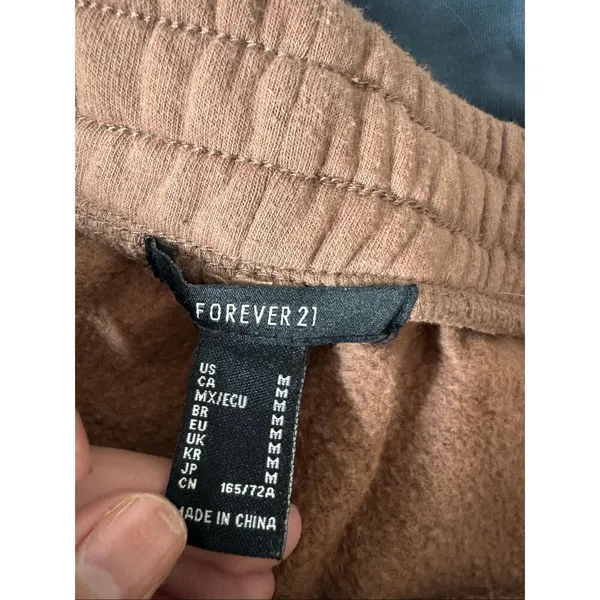 Forever 21 Brown Fleece-Lined Jogger Sweatpants Medium | Cozy Casual Lounge Pant - Image 3