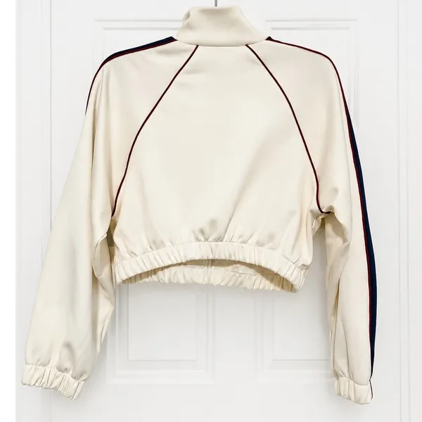 Love Poem Cream Navy Red Track Suit Set Small Zip Jacket Wide Leg Pants Y2K - Image 3