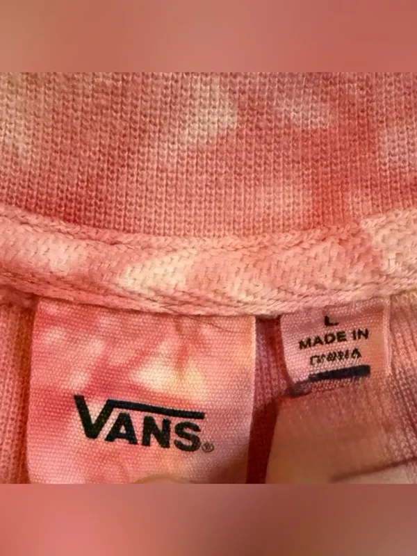 Vans Pink Tie Dye Crop Crewneck Sweatshirt Size Large - Image 3