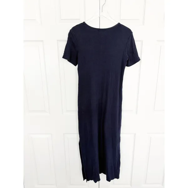 Lauren Ralph Lauren Navy Ribbed Henley Maxi Dress Minimalist Casual Chic - Image 7