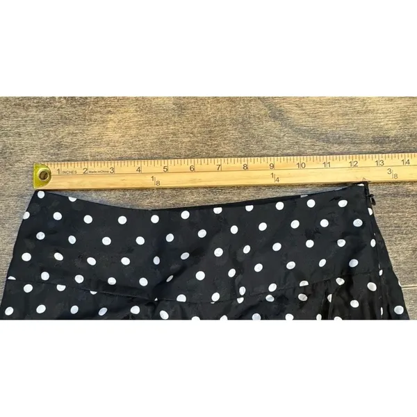 Kate Spade Polka Dot Silk Blend Midi Skirt Black White Cabana Size‎ 0 - Image 8