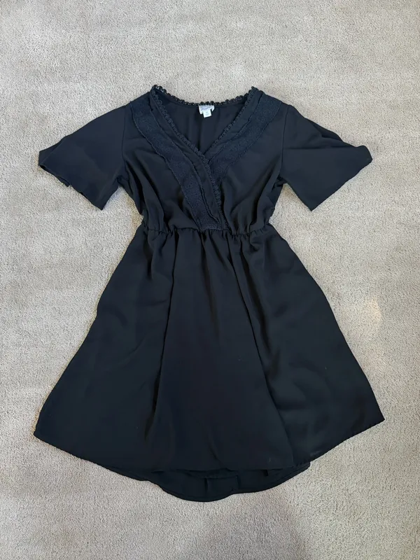Blue Rain Black Lace Trim Dress – Size Medium - Image 2