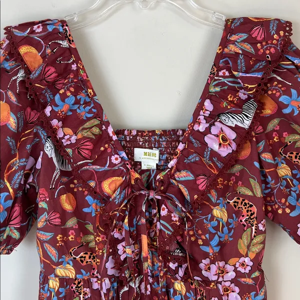 Anthropologie Maeve Babydoll Blouse Tiger Zebra Safari Print Sz XS - Image 6