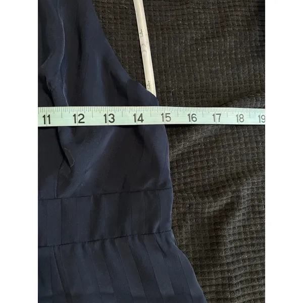 Lulus Navy Blue Halter Wide Leg Pant Jumpsuit Size Large Lined Zip Back‎ Chiffon - Image 9