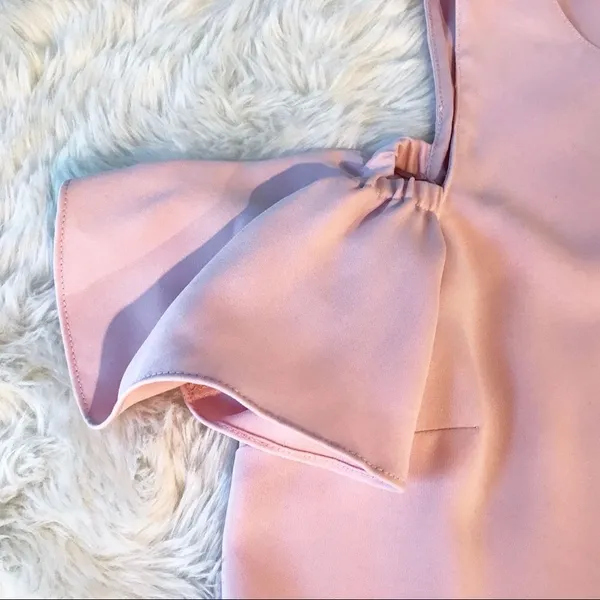 AMANDA UPRICHARD Cold Shoulder Blouse Top Short Flutter Sleeve Light Pink XS‎ - Image 7