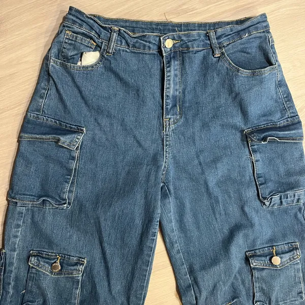 NWOT Daisy Blue‎ Wide Leg Cargo Jeans - Image 5