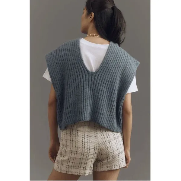 Pilcro x Anthropologie Boxy Ribbed Sweater Vest Size S in Blue - Image 3