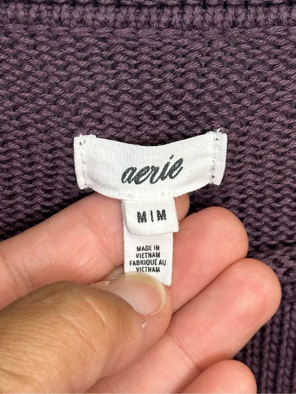 Aerie Purple 100% Cotton Raglan Knit Sweater Women’s Medium M - Image 6