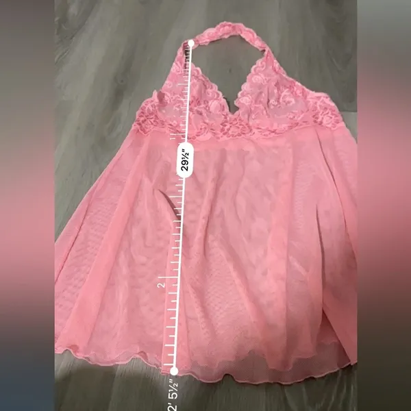 Victoria's Secret Lace‎ Slip Dress Pink Embroidered Lingerie Y2K Babydoll Large - Image 10