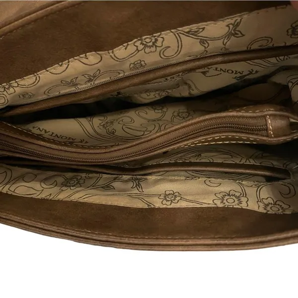 Montana West Studded Tooled Faux Leather Top Handle & Shoulder Strap Cowgirl Bag - Image 7