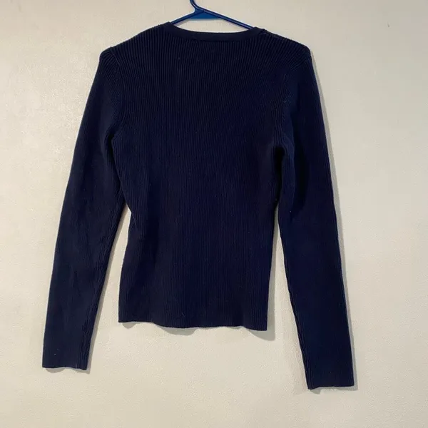 Abercrombie & Fitch Ribbed Henley Top Navy Long Sleeve Size M - Image 4
