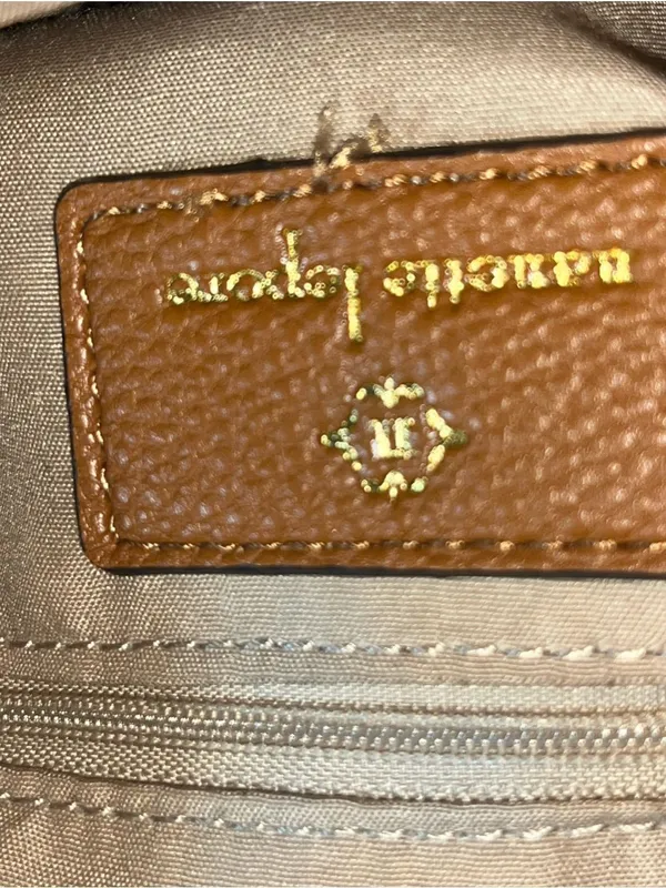 Nanette Lapore Brown Monogram Shoulder Bag with Tan Accents and Chain Handles - Image 5