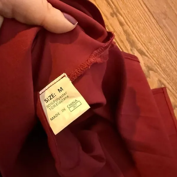 Amazon Satin red tie bust puff sleeve milkmaid midi dress M - Image 4