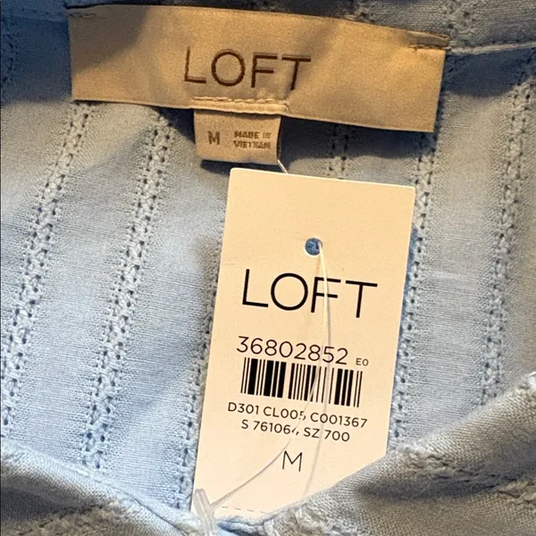 NEW Loft Medium Dobby Stripe Modern Tie Front Button Down Top Shirt - Image 4