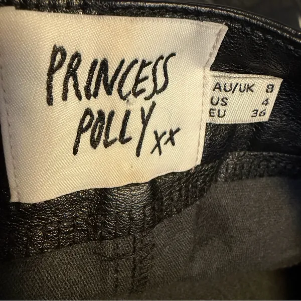 Princess Polly Faux Leather Pants Black High Rise Straight Leg Moto US 4 - Image 7