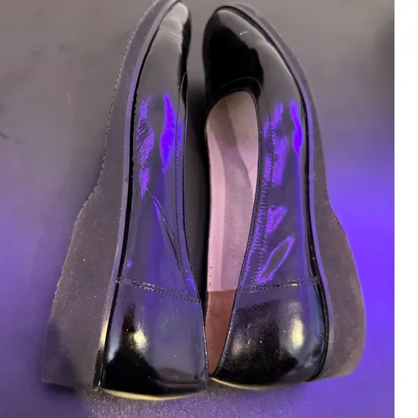 Salvatore Ferragamo Patent Leather Wedges Womens 6.5 Black Shoes Office Casual - Image 9