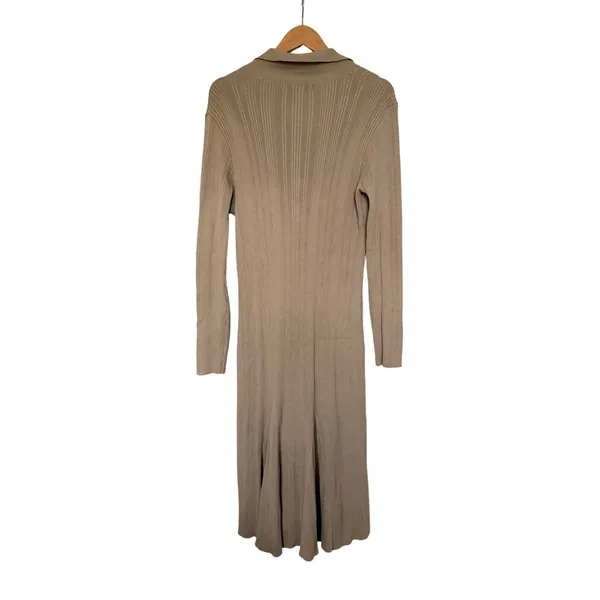 Julian Jordan Sweater Dress in Taupe Size XL Collared Long‎ Sleeve Ribbed - Image 3