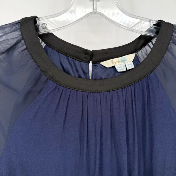 Boden Nerissa Shift Dress Women 8 Navy Sheer Sleeve Minimalist Classic Feminine - Image 3