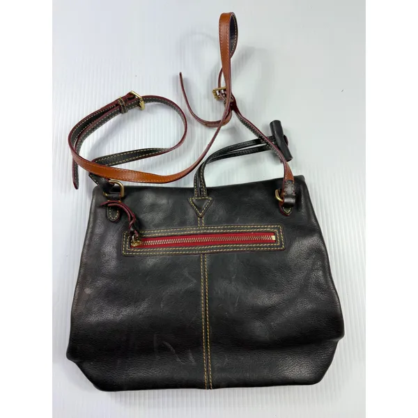 Dooney Bourke Leather Crossbody Bag Flap Top‎ Black Designer Purse - Image 3