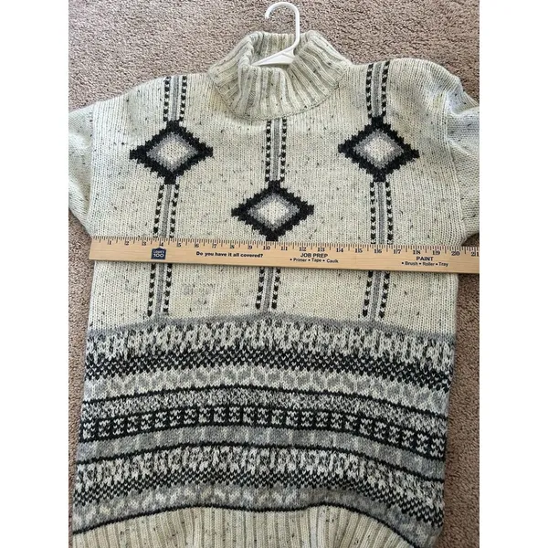 Fabrizio Vintage Wool Blend Grandpa Nordic Fair Isle Mock Neck Sweater Size M - Image 5