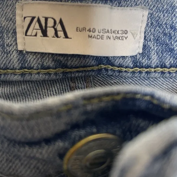 Zara High Rise Straight Leg Crop Jeans Raw Hem Women's Blue Size 8 - Image 3