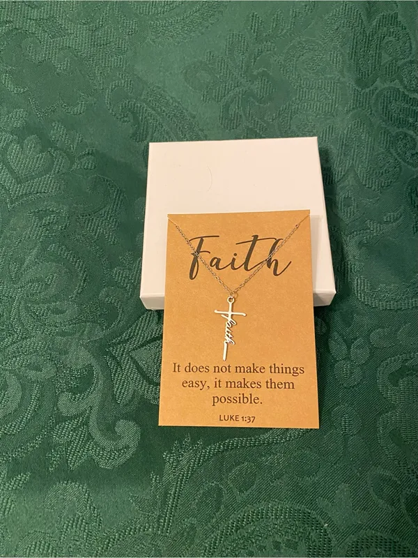 Faith Script Cross Necklace - Image 2