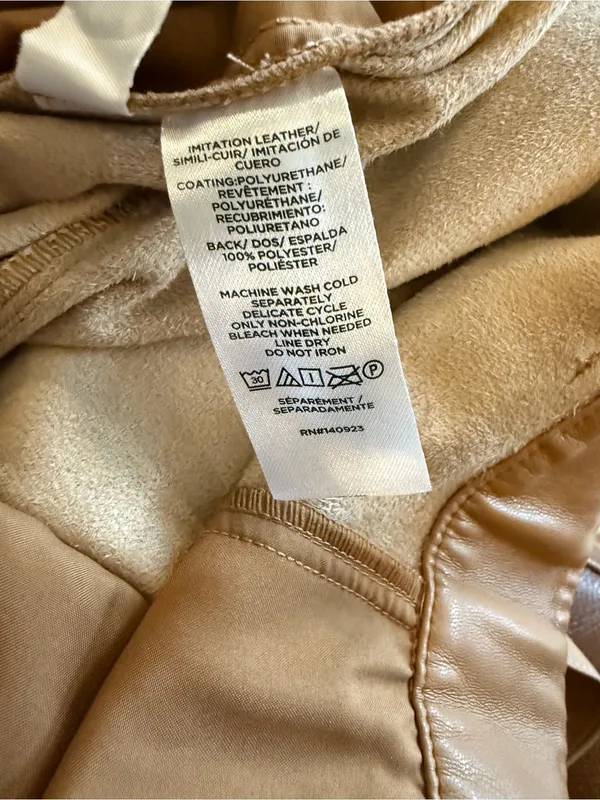 LOFT Cognac Brown Faux Leather Belted Straight Leg Pants Size 12 - Image 6