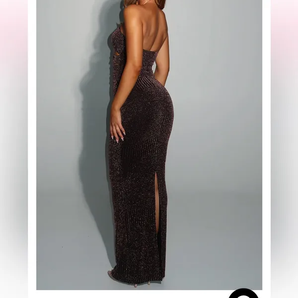 White Fox Boutique Strapless Brown Dress - Image 5