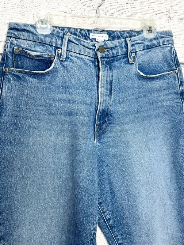 Good American Mid-Rise Cropped Straight Jeans - Blue - Image 5