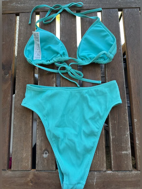 NWT Hollister Ribbed Bikini Set - Turquoise - XS/XS - Image 2